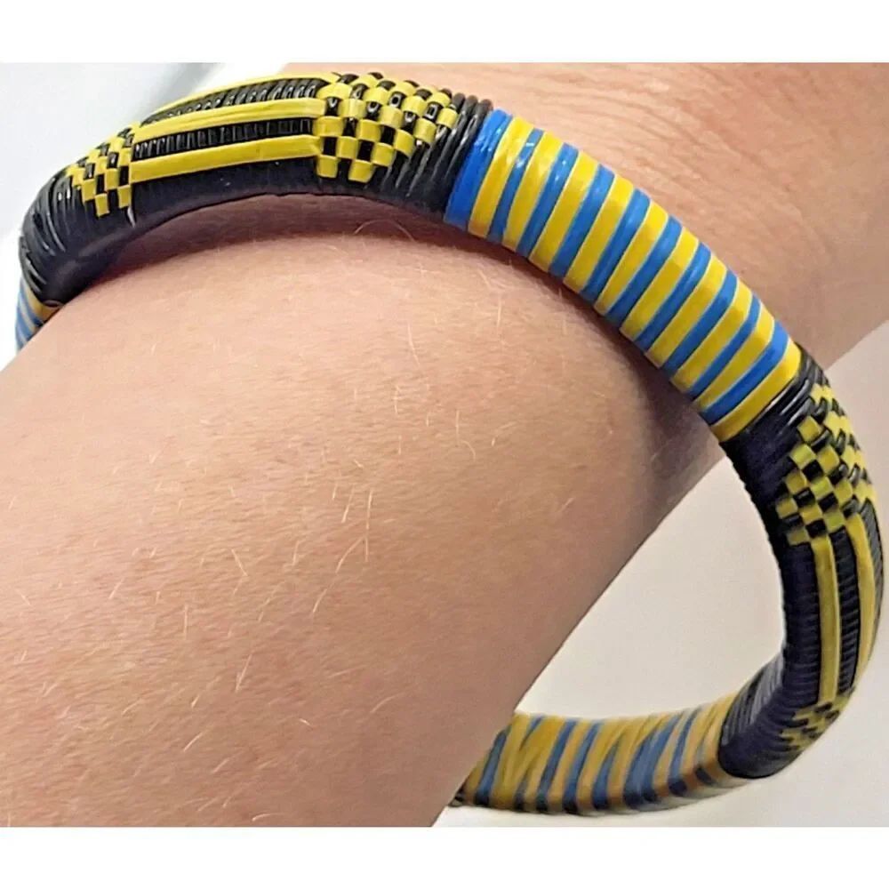 Artisan Recycled Prayer Mat Bangle Bracelet 2.5in dia